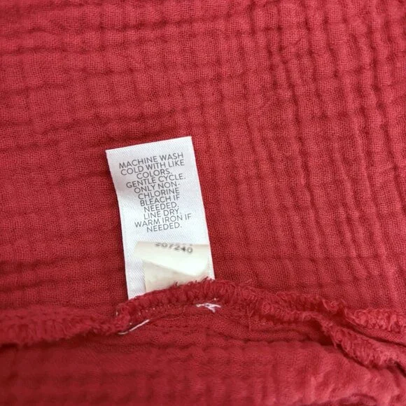 J. Jill Cotton-Gauze Shirtdress in Persimmon Red Orange SZ Small Beachy, Coastal - Picture 15 of 15